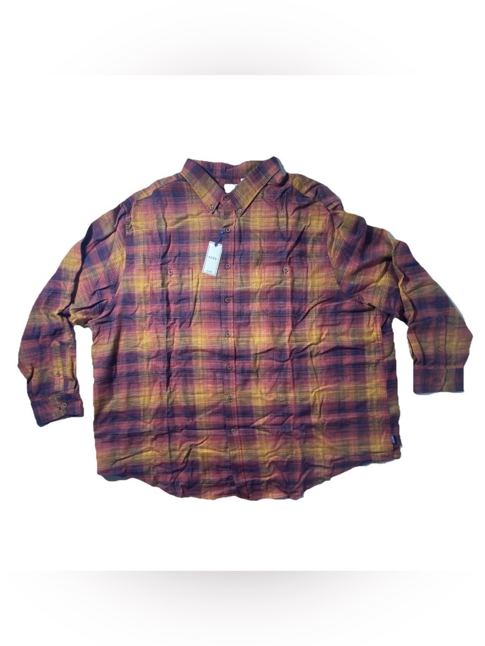 NEW Big Mens 4XB ROWM Long Sleeve Button Front Shirt Cotton Rustic Red $60